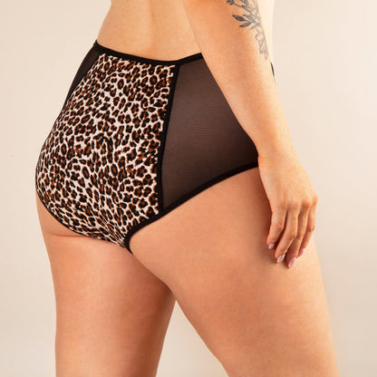 culotte menstruelle taille haute léopard dos